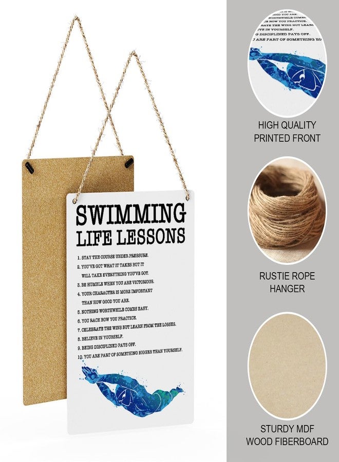 SENJIAN Inspirational Quotes Swimmer Gifts Rustic Wall Decorations Motivational Farmhouse Wall Hanging Decor Encouragement Best Team Gifts Decorative Wood Plaque for Home Office Bedroom Bathroom Living Room - Image 2